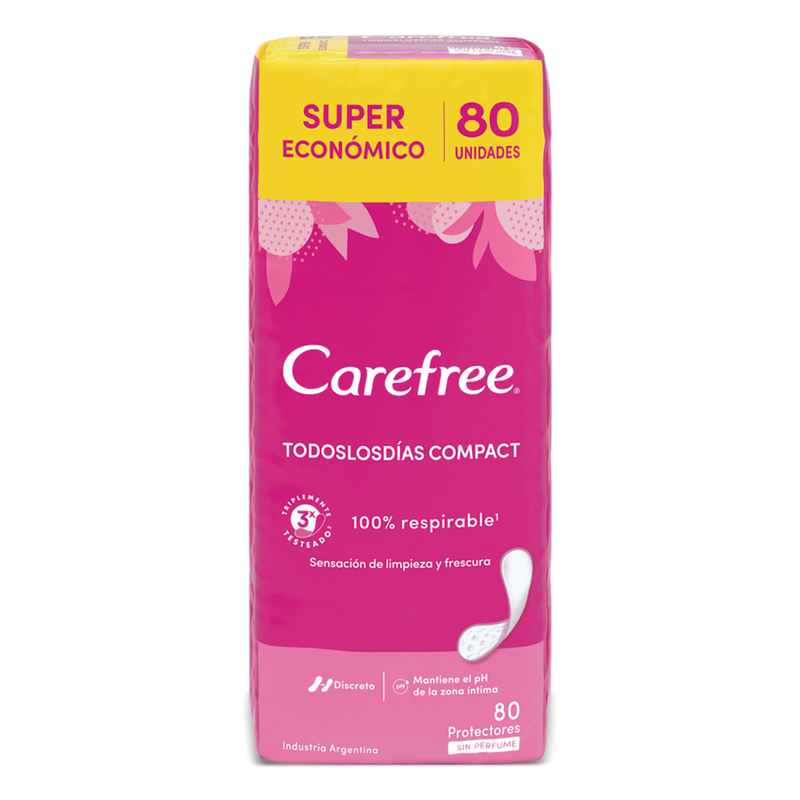 Protector Diario Carefree Compact 80 Unidades Sin Perfume