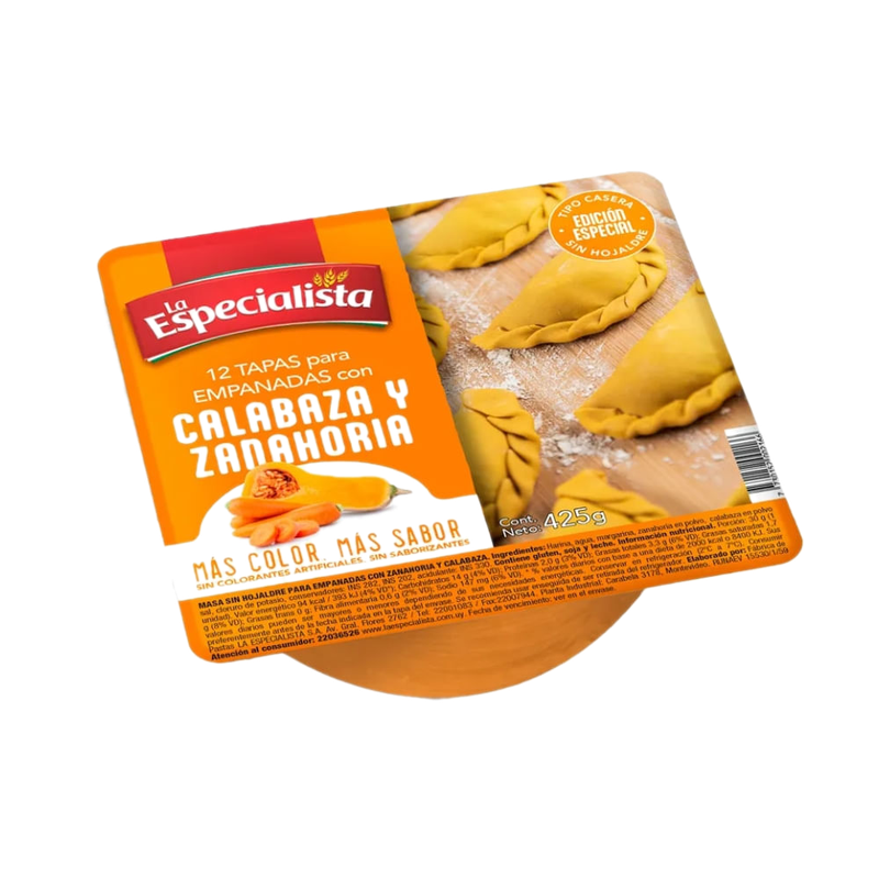 Tapas Para Empanada La Especialista Calabaza Y Zanahoria 12 Unidades
