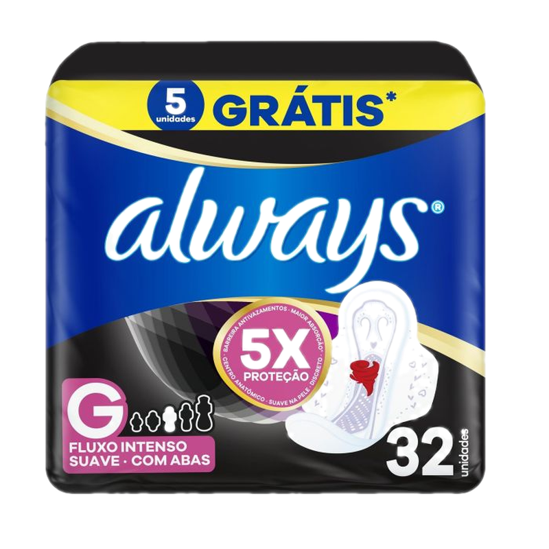 Toalla Femenina Always Nocturna Suave Con Alas G 32 Unidades