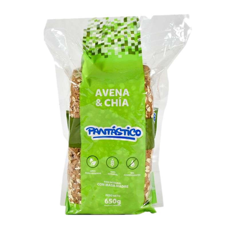 Pan Integral Pantastico Vegano Avena Y Chia 650 G