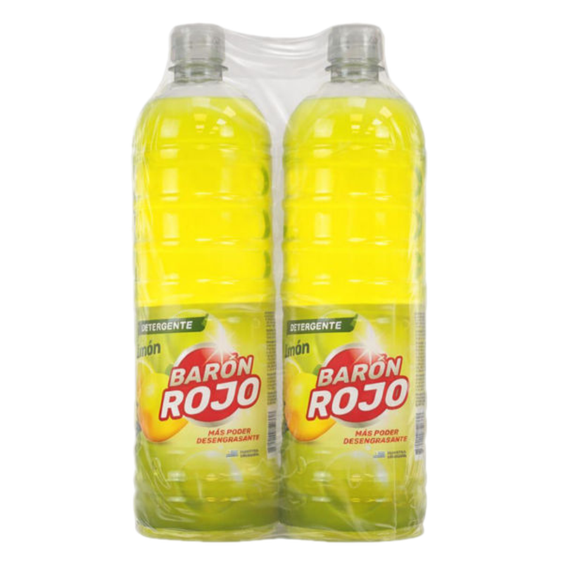 Baron Rojo Detergente Lavavajilla Limon 1250 Ml 2 Unidades