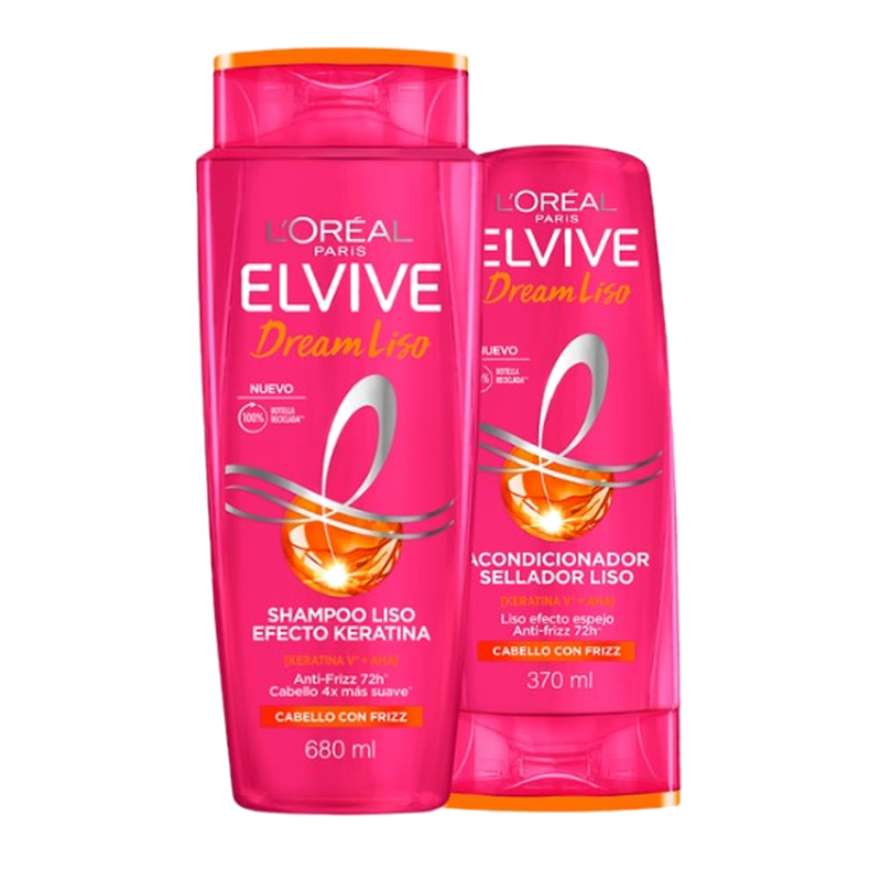 Pack Elvive Dream Liso Shampoo 680 Ml Y Acondicionador 370 Ml