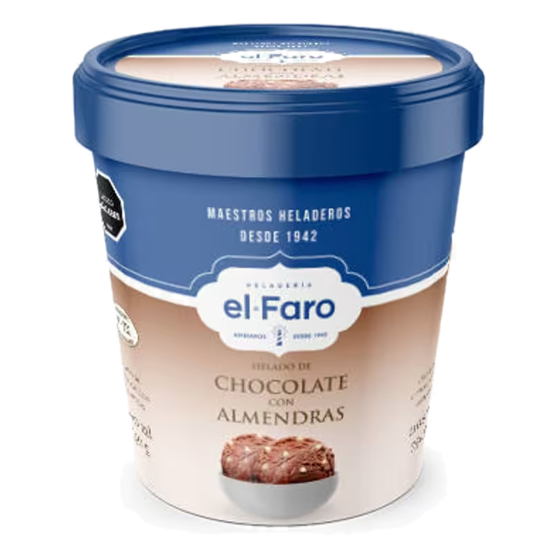 Helado Sabor Chocolate Con Almendras El Faro 1100 Ml