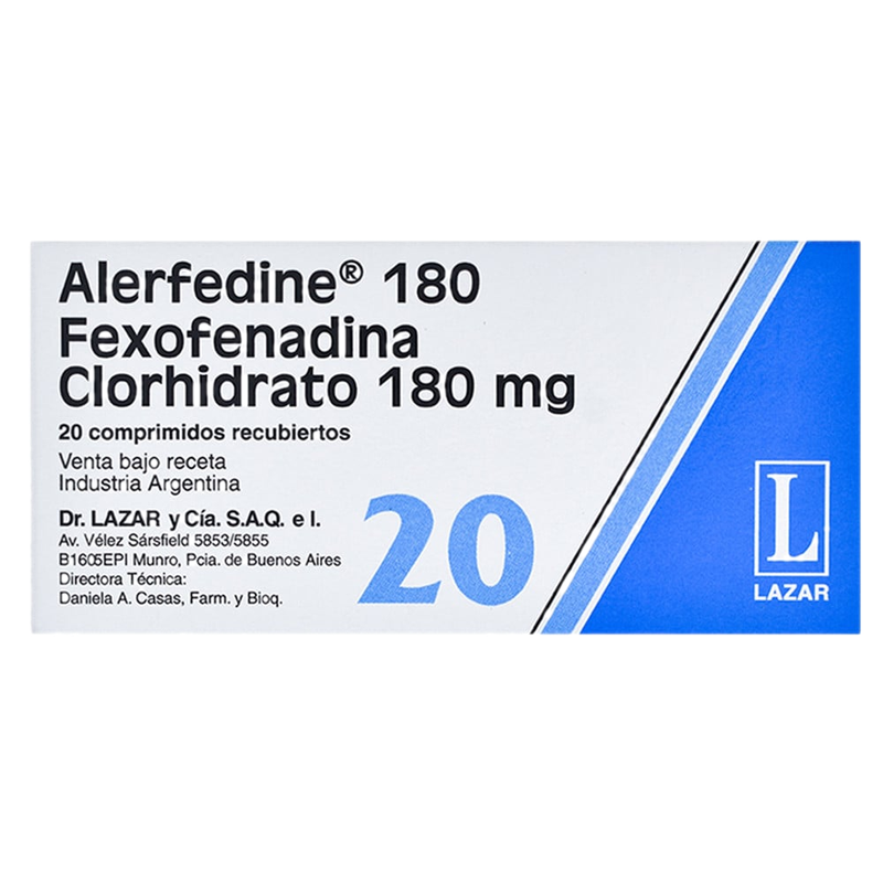 Alerfedine 180 Mg 20 Comprimidos Recubiertos