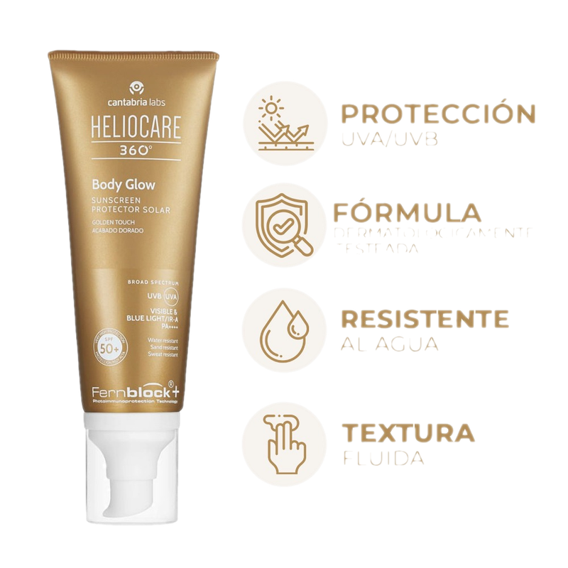 Protector Solar Heliocare 360° Body Glow Fps50+ 100 Ml