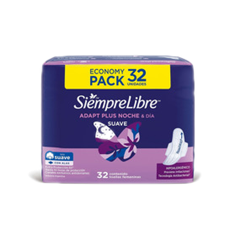 Siempre Libre Noche Y Dia Adapt Plus Alas Suave [32 Unidades]