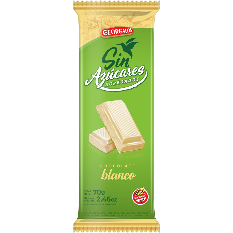 Chocolate Blanco Georgalos Con Leche S/azucar 70 G