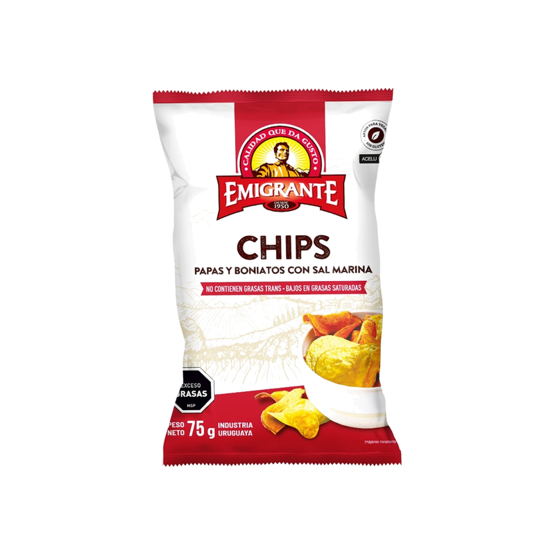 Chips De Papa Y Boniato Con Sal Marina Emigrante 75 G