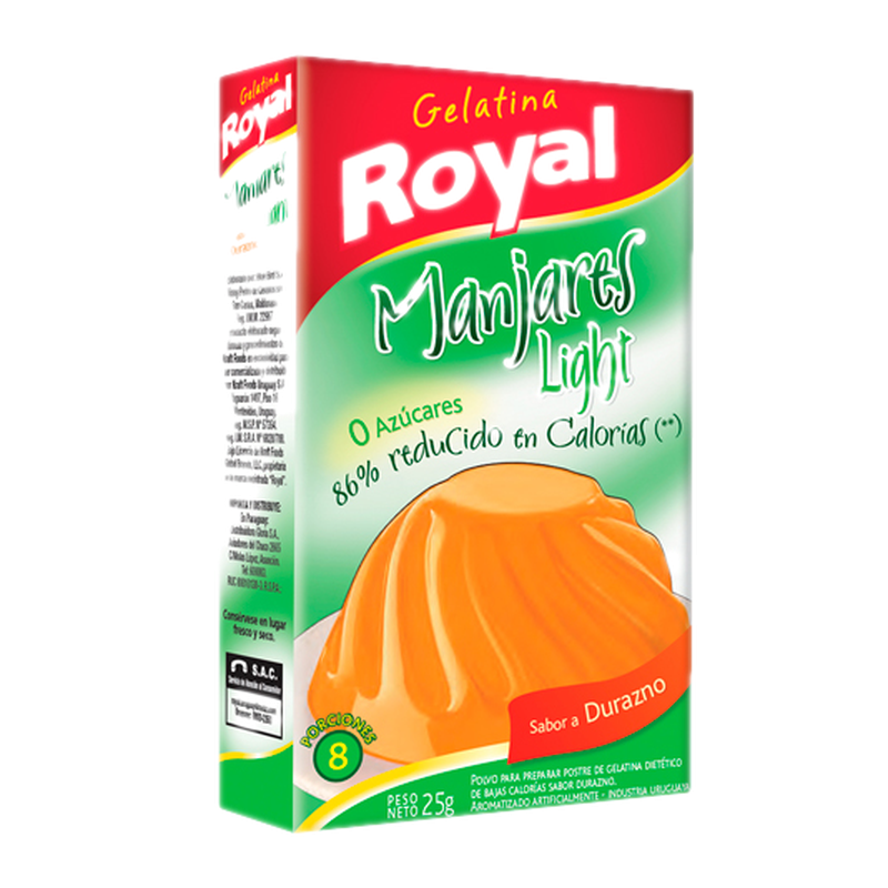 Gelatina Light De Durazno Royal 25 G