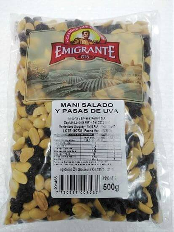 Mani Pelado + Pasas Emigrante 500 G