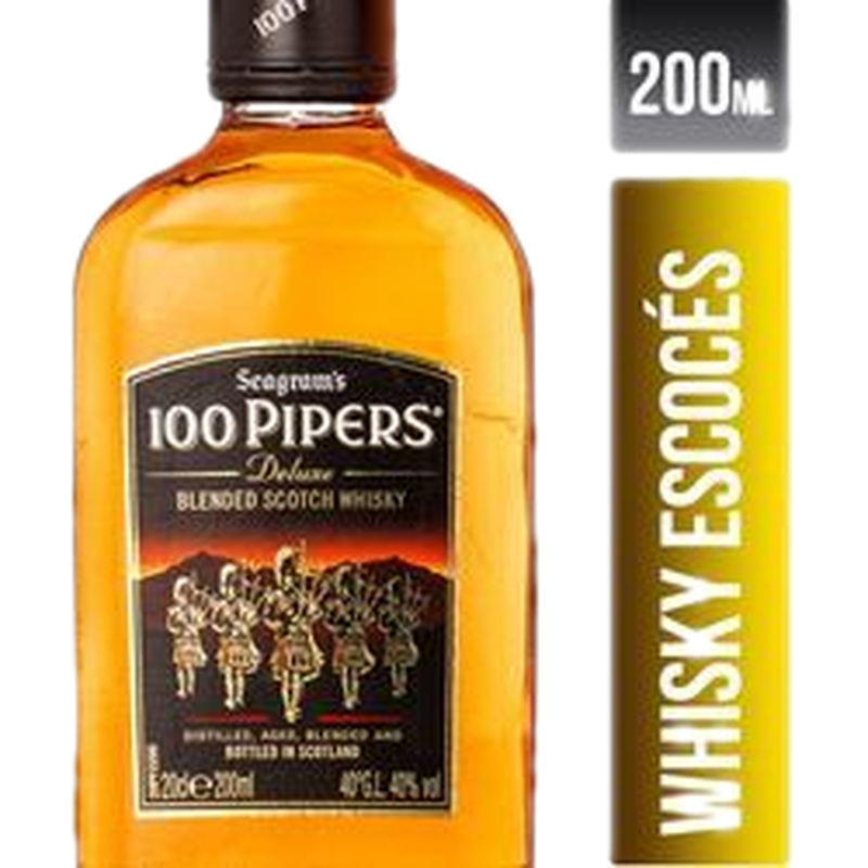 Whisky 100 Pipers Petaca 200 Ml.