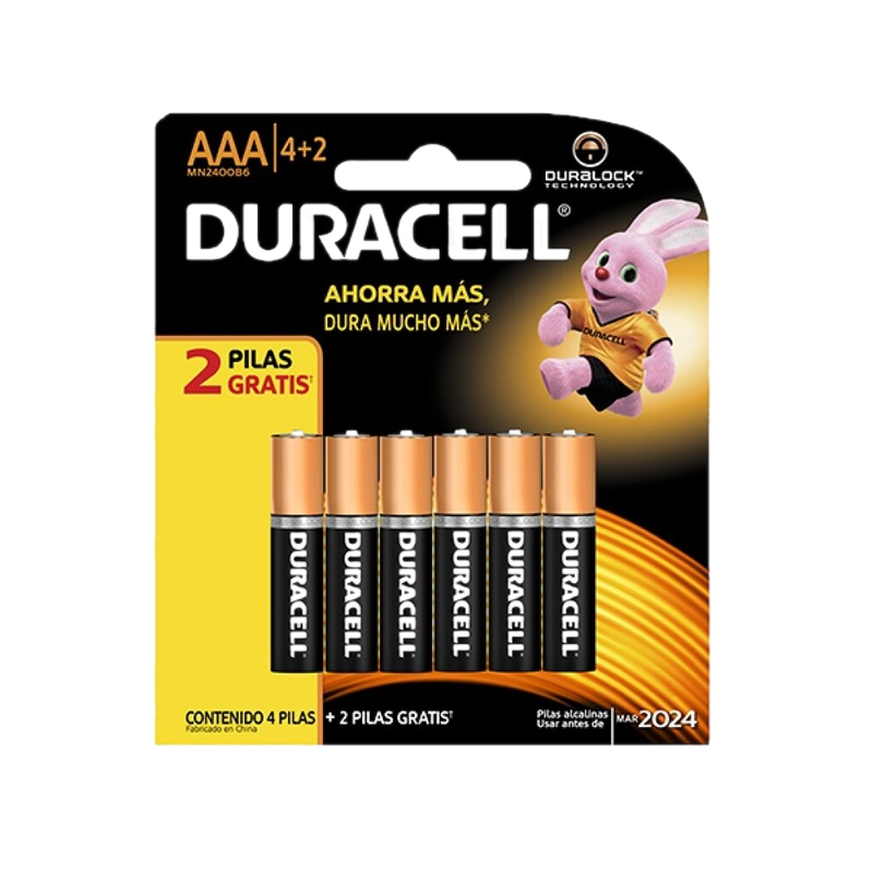 Pilas Duracell Aaa 4 Unidades + 2 Gratis